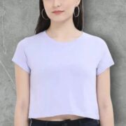 Women Crop Top Lavender Plain Color