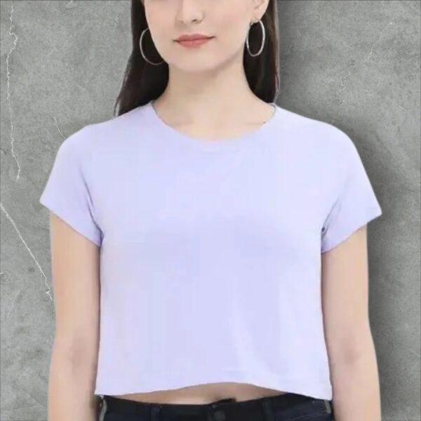 Women Crop Top Lavender Plain Color - Image 1