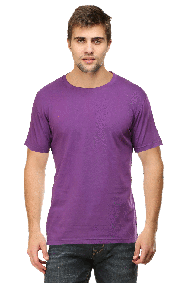 Men's Purple Classic Crew Neck Plain T-shirt