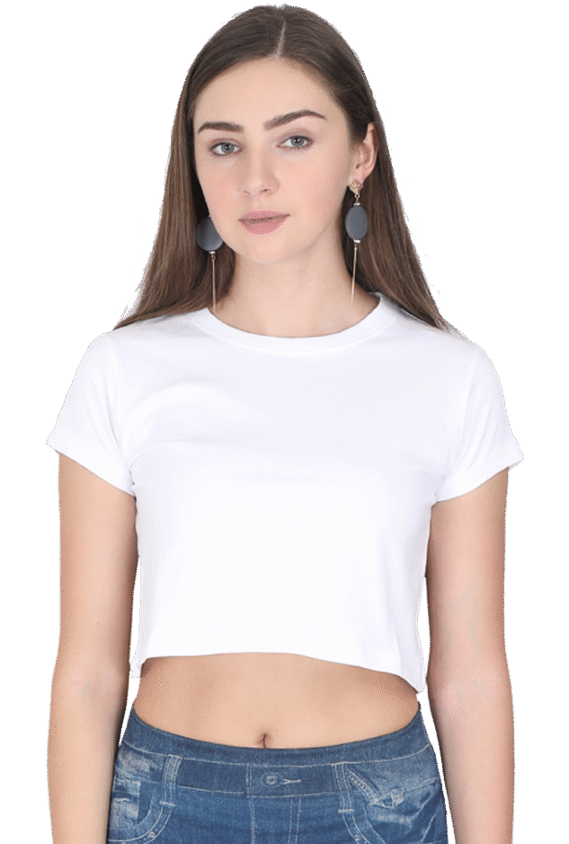 Women Crop Top White Plain Color