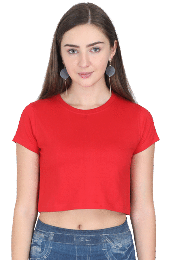 Women Crop Top Red Plain Color - Image 1
