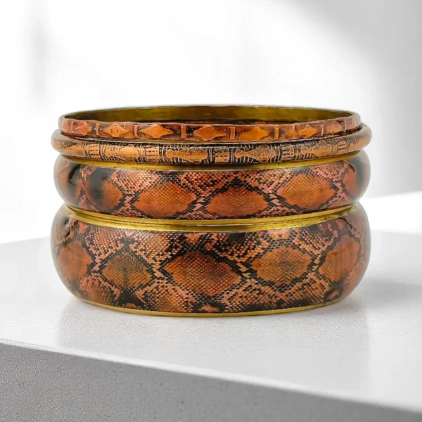 Copper Python Bangles Set - Exotic Elegance for Any Occasion - Image 1