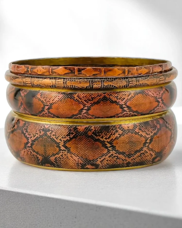 Copper Python Bangles Set - Exotic Elegance for Any Occasion