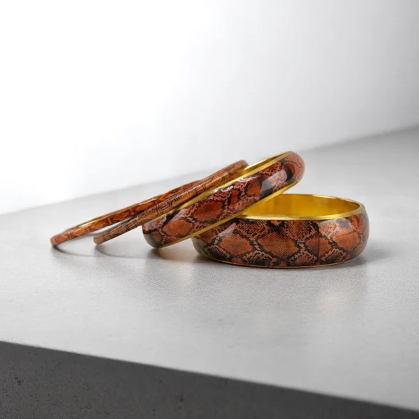 Copper Python Bangles Set - Exotic Elegance for Any Occasion - Image 2