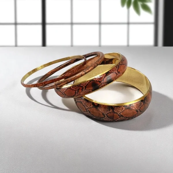 Copper Python Bangles Set - Exotic Elegance for Any Occasion - Image 3