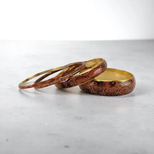 Copper Python Bangles Set - Exotic Elegance for Any Occasion - Image 4