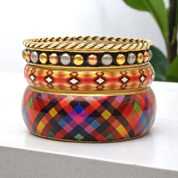 Checkered Twin Bangles Set - Image 1
