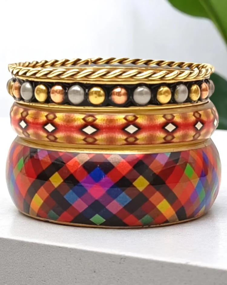 Checkered Twin Bangles Set