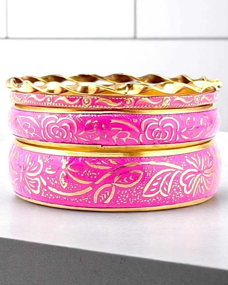 Handmade Blooming Paper Flower Bangles Set - Unique Floral Jewelry Collection