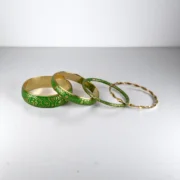Sheltered Meadow Green Color Brass Bangles Set - Image 3