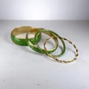 Sheltered Meadow Green Color Brass Bangles Set - Image 5