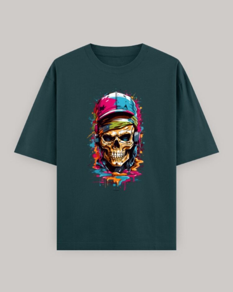 Music Lover Skull Unisex Oversized Classic T-Shirt