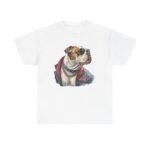 Patriotic Dog Graphic Tee, Unisex Heavy Cotton Tee for Dog Lovers, Casual Wear, Gift for Pet Owners, 4th of July Celebration